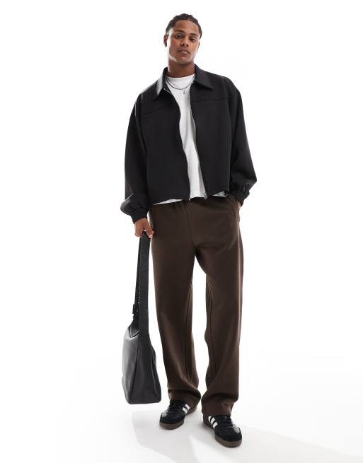 ASOS DESIGN- Oversized Harrington-jakke i sort scuba-stof