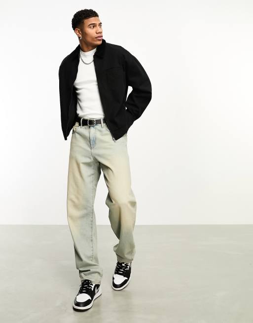 ASOS DESIGN - Oversized Harrington-jakke i vasket sort