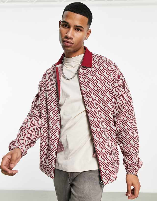 ASOS DESIGN - oversized harrington jersey jacket in jacquard