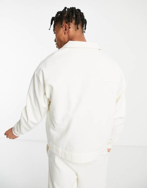 ASOS DESIGN oversized jersey harrington jacket in soft white