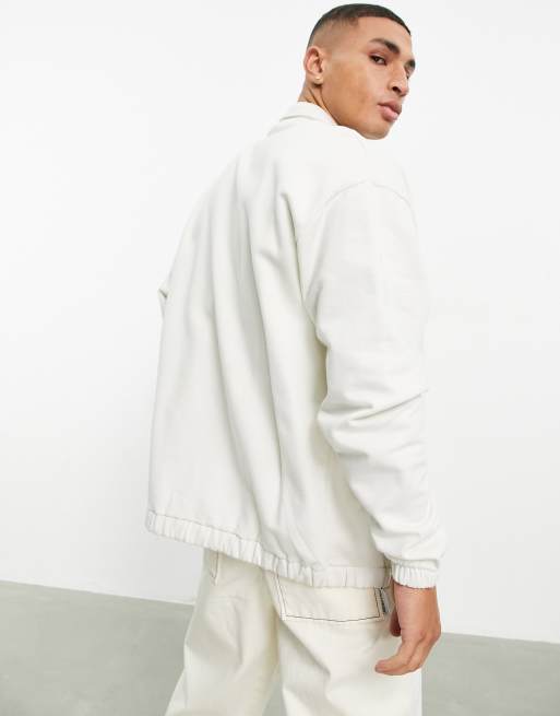 ASOS DESIGN oversized jersey harrington jacket in soft white