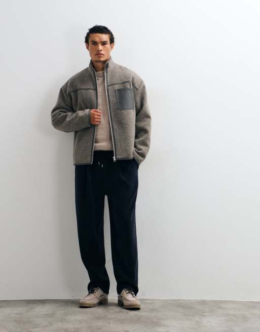 ASOS DESIGN oversized harrington wool coat in gray, 2 of 5