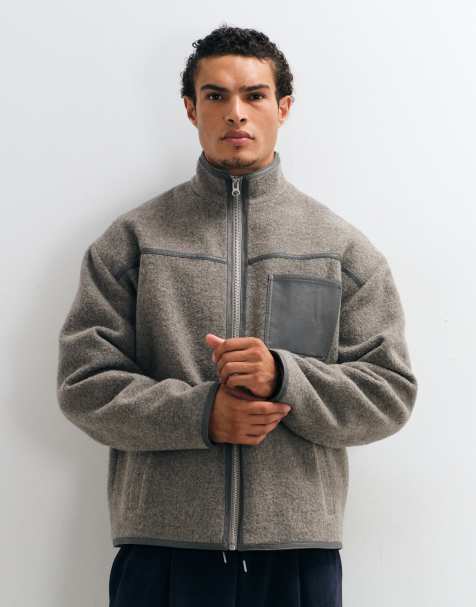 ASOS DESIGN oversized harrington wool coat in grey - view 1