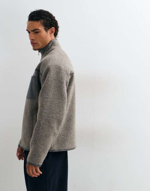 ASOS DESIGN oversized harrington wool coat in grey, 3 of 5