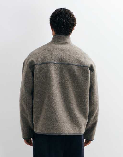 ASOS DESIGN oversized harrington wool coat in grey, 4 of 5