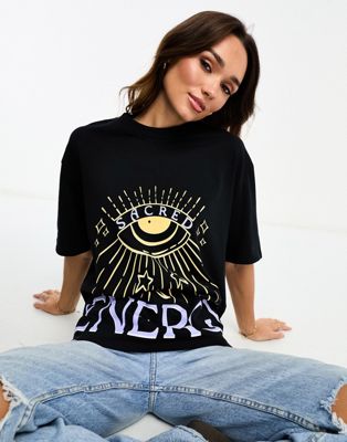 ASOS DESIGN oversized heavy weight t-shirt in sacred energy graphic in  black ASOS