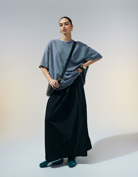 ASOS DESIGN oversized heavy weight t-shirt with side splits in waffle in washed grey - view 1
