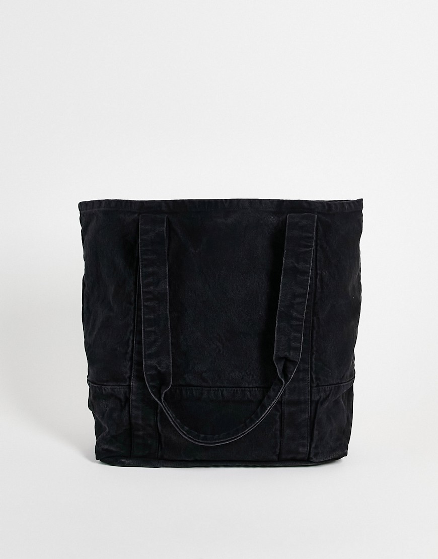 ASOS DESIGN oversized heavy weight tote in washed black