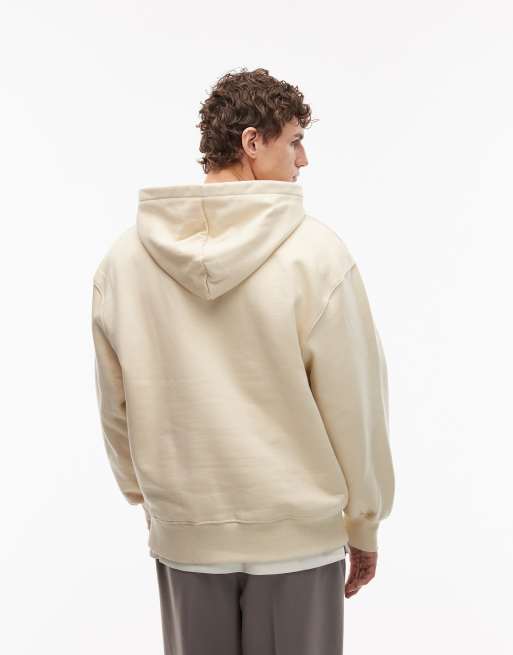 ASOS DESIGN oversized heavyweight 400gsm hoodie with woven badge in yellow, 3 of 6