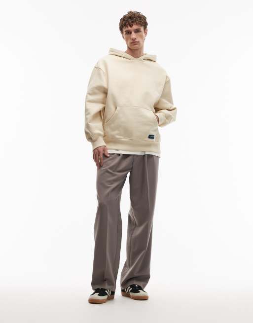 ASOS DESIGN oversized heavyweight 400gsm hoodie with woven badge in yellow, 6 of 6