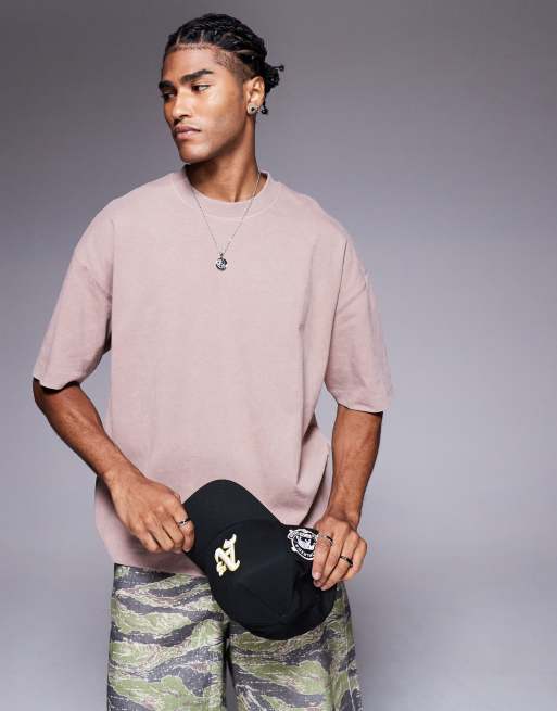 ASOS DESIGN oversized heavyweight boxy washed t-shirt 220gsm in stone
