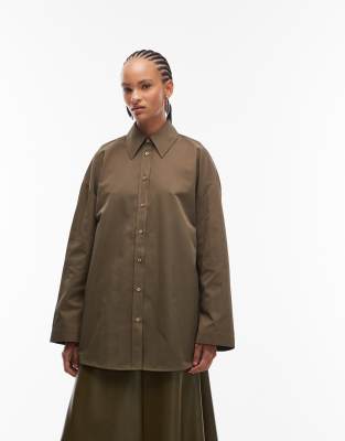Asos Design Oversized Heavyweight Cotton Overshirt In Green