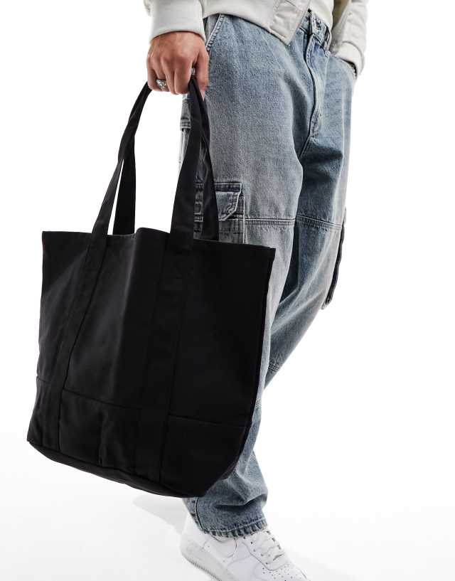 ASOS DESIGN oversized heavyweight cotton tote bag in black - BLACK