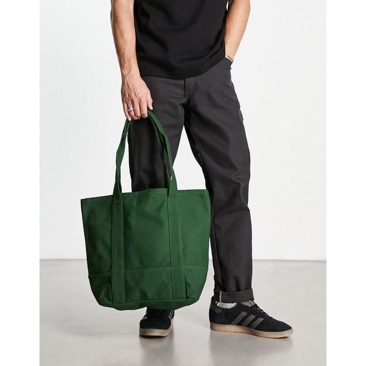 ASOS DESIGN tote bag in pastel green with collegiate print