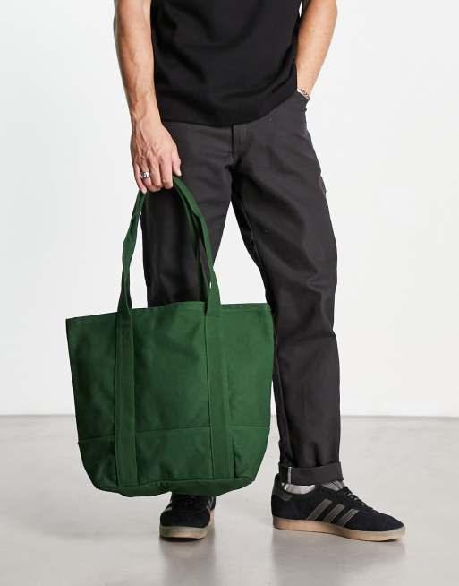 ASOS DESIGN oversized heavyweight cotton tote bag in dark green ASOS