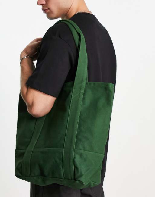 ASOS DESIGN oversized heavyweight cotton tote bag in dark green ASOS