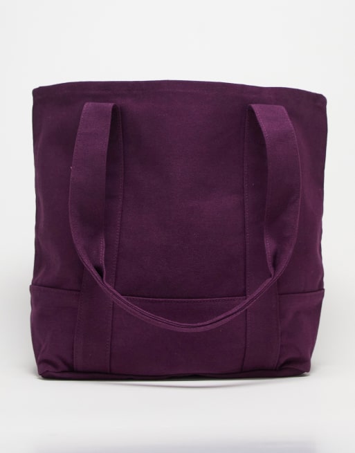 ASOS DESIGN oversized heavyweight cotton tote bag in deep purple