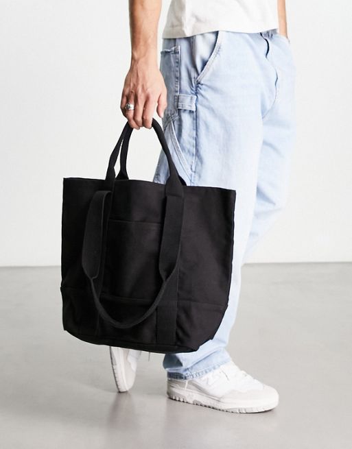 ASOS DESIGN lightweight cotton tote bag in black - BLACK