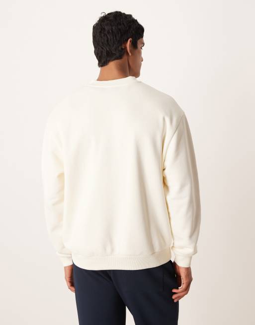 ASOS DESIGN oversized heavyweight henley sweatshirt in ecru, 3 of 5
