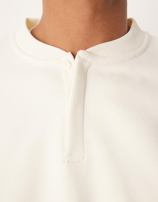 ASOS DESIGN oversized heavyweight henley sweatshirt in ecru, 5 of 5