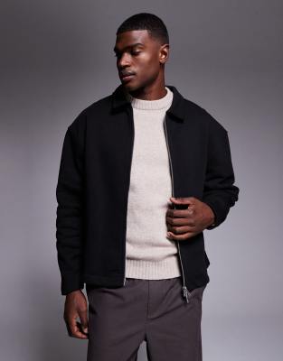 ASOS DESIGN oversized heavyweight jersey harrington jacket in