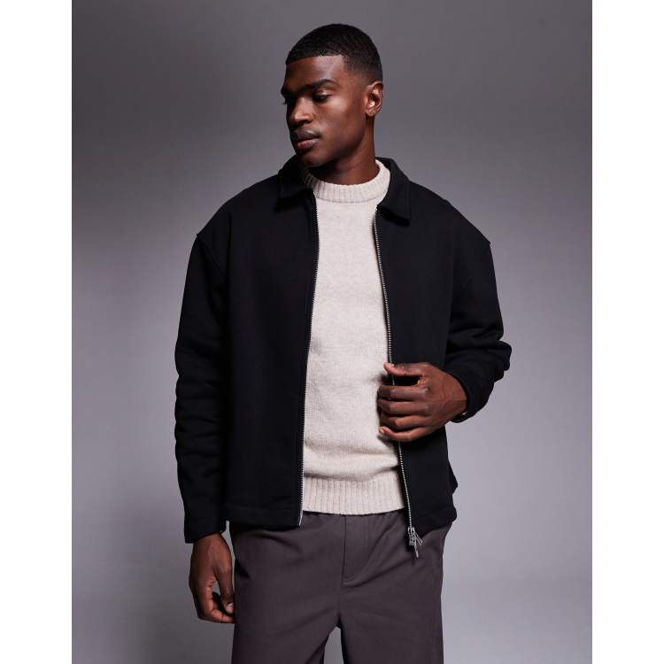 ASOS DESIGN oversized heavyweight jersey harrington jacket in