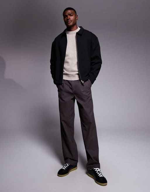 オアシス Oasis Harrington Jacket Black (M) ASOS DESIGN oversized heavyweight jersey harrington jacket in