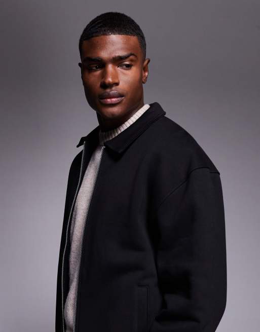 ASOS DESIGN oversized heavyweight jersey harrington jacket in