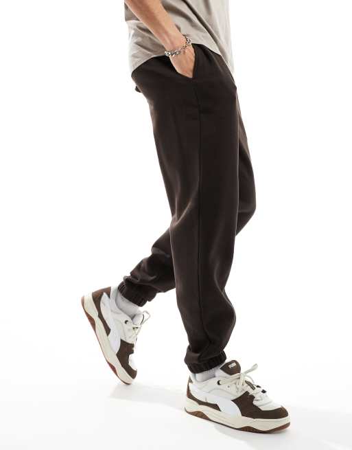 ASOS DESIGN oversized heavyweight joggers in chocolate brown 