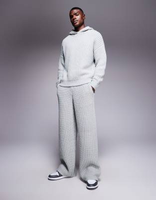 Asos Design Oversized Heavyweight Rib Knit Hoodie In Gray | ModeSens