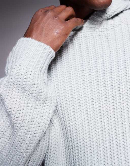 ASOS DESIGN oversized heavyweight rib knit hoodie in gray