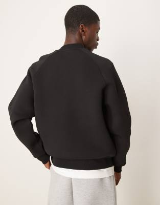 Asos Design Oversized Heavyweight Scuba Bomber Jacket In Black