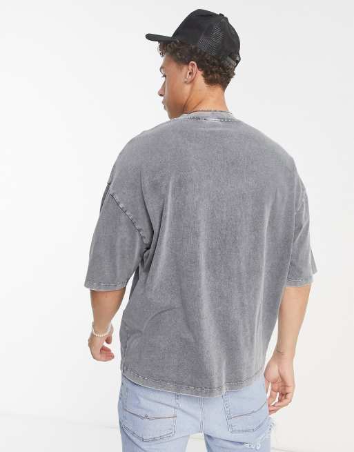 ASOS DESIGN oversized heavyweight t-shirt in acid washed gray