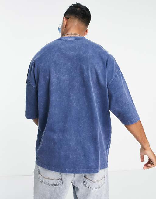 Designer Huh Royal Blue Acid Wash Tee – 330Designs