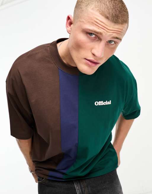 Asos Design Oversized Heavyweight T Shirt In Brown And Green Colour