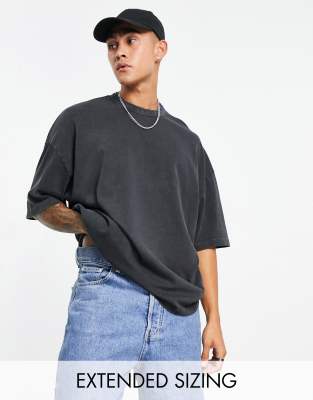 ASOS Actual Oversized Heavyweight Brushed Cotton T-Shirt with Large Graphic Print in Black