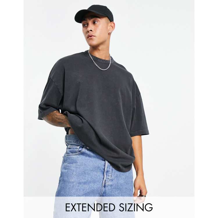 ASOS DESIGN oversized T-shirt in black with front & back band