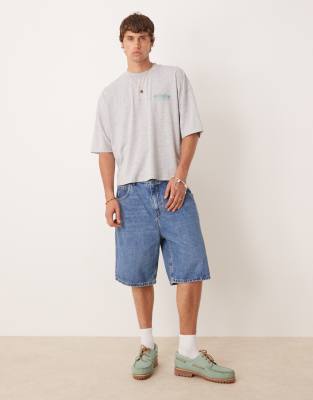 Asos Design Oversized Heavyweight T-shirt With Back Print In Gray