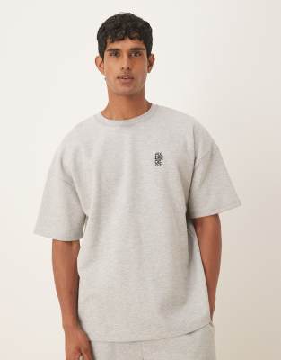Asos Design Oversized Heavyweight T-shirt With Embroidery In Gray