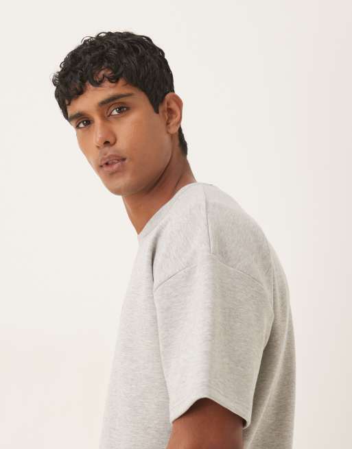 ASOS DESIGN oversized heavyweight T-shirt with embroidery in gray heather