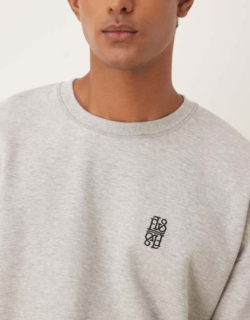ASOS DESIGN oversized heavyweight t-shirt with embroidery in grey marl, 5 of 5