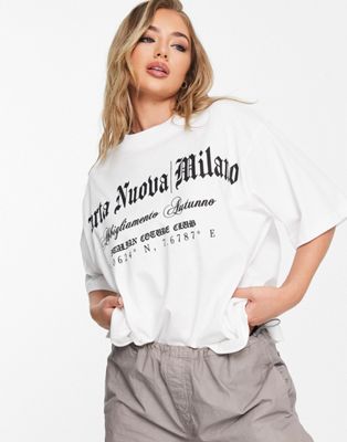 ASOS DESIGN oversized heavyweight t-shirt with gothic milano graphic in white | ASOS