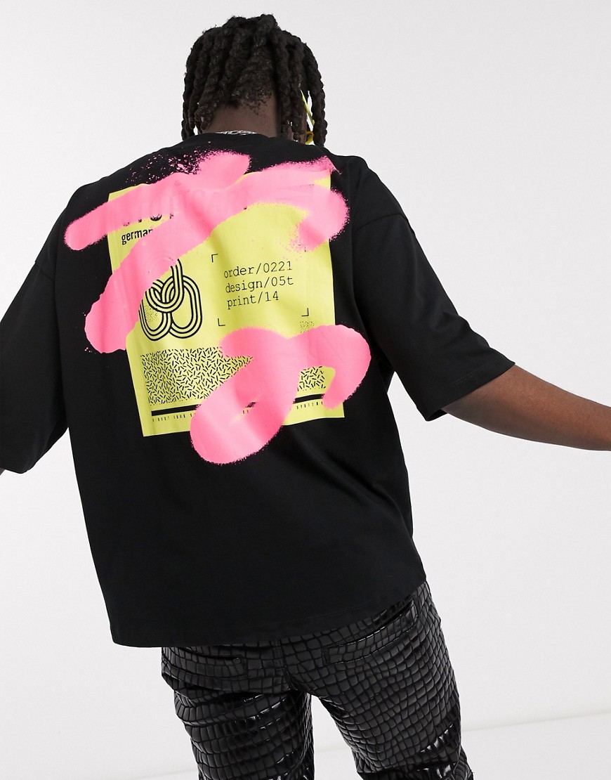 ASOS DESIGN oversized heavyweight t-shirt with graffiti spray back print-Black