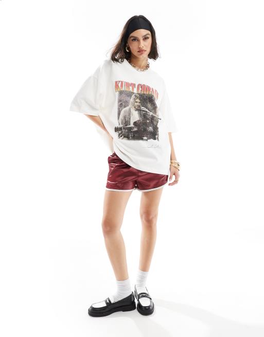 ASOS DESIGN oversized heavyweight t-shirt with kurt cobain licence graphic in cream, 2 of 4