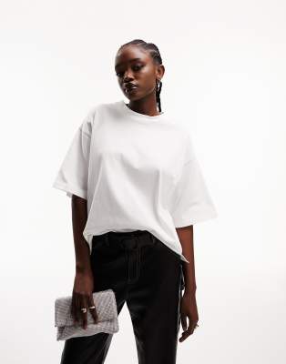 ASOS DESIGN oversized heavyweight T-shirt with side slits in white | ASOS