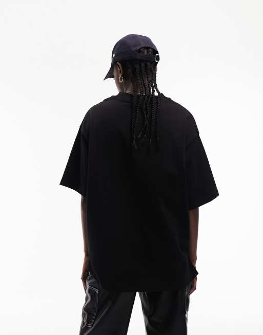 ASOS DESIGN heavyweight oversized baseball jersey in black