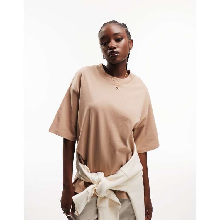 ASOS DESIGN oversized heavyweight T-shirt with side splits in natural