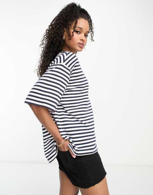 ASOS DESIGN oversized heavyweight t-shirt with side splits in navy and ...