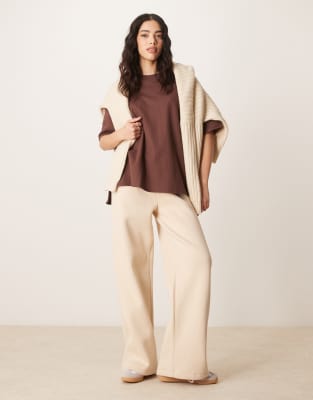 Asos Design Oversized Heavyweight T-shirt With Side Splits In Brown