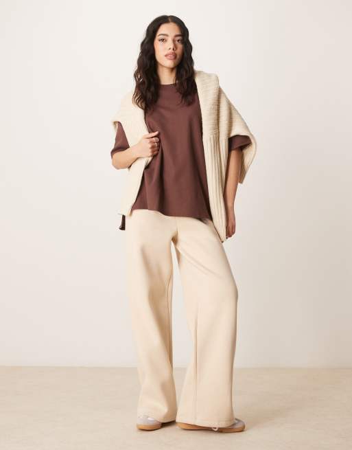 ASOS DESIGN oversized heavyweight t-shirt with side splits in waffle in chocolate